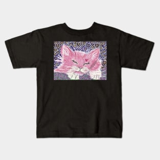 Sleeping Pink cat Kids T-Shirt